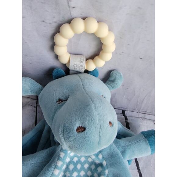 Douglas Baby Dragon Teether Plush Stuffed Animal Toy Security Blanket Blue Sleep - Picture 3 of 7